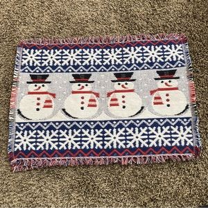 2 Jacquard Christmas Snowmen Handwoven Placemats 100% cotton Made in India